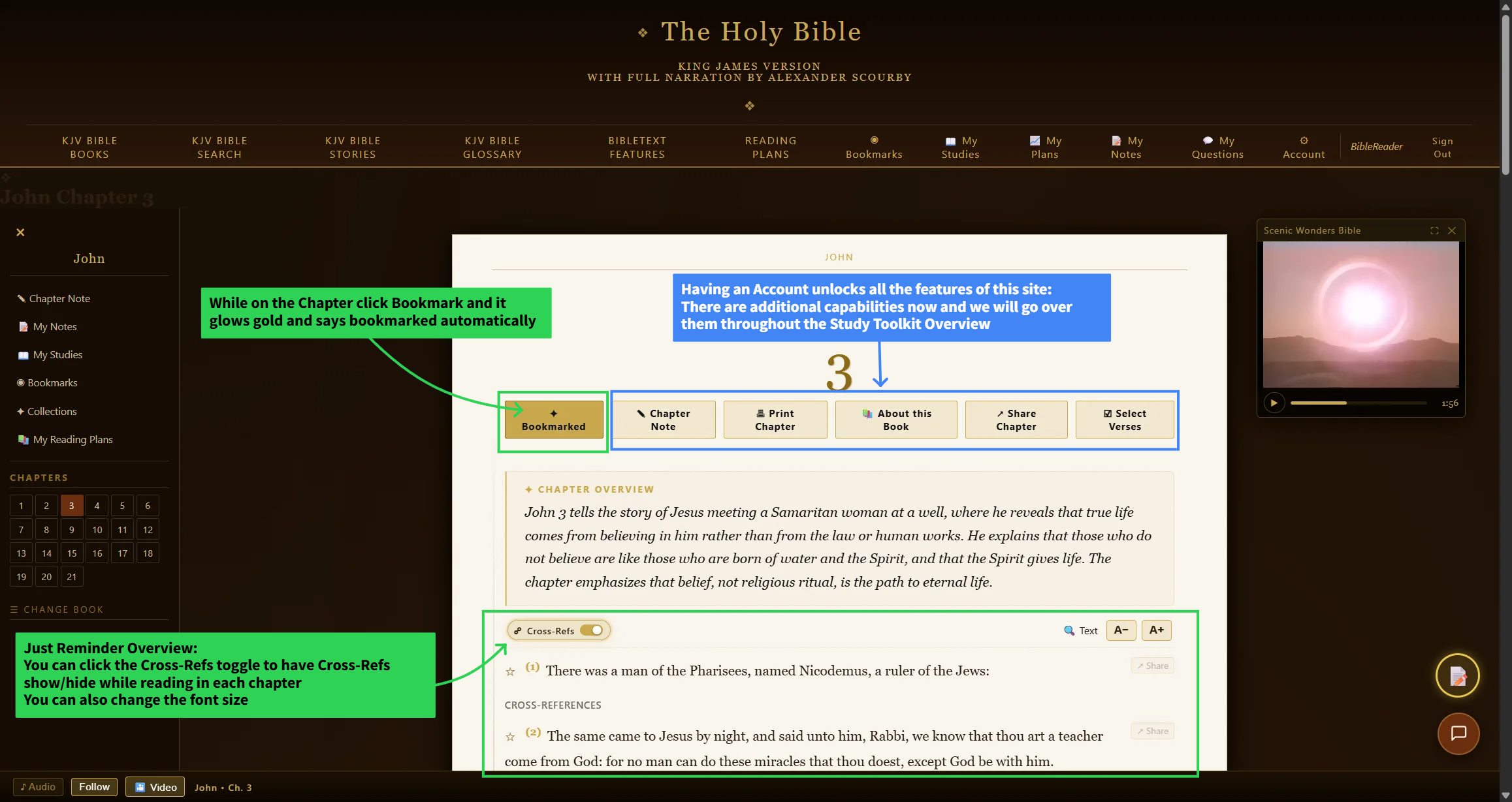 Bookmark Chapter tab — close-up of this tool