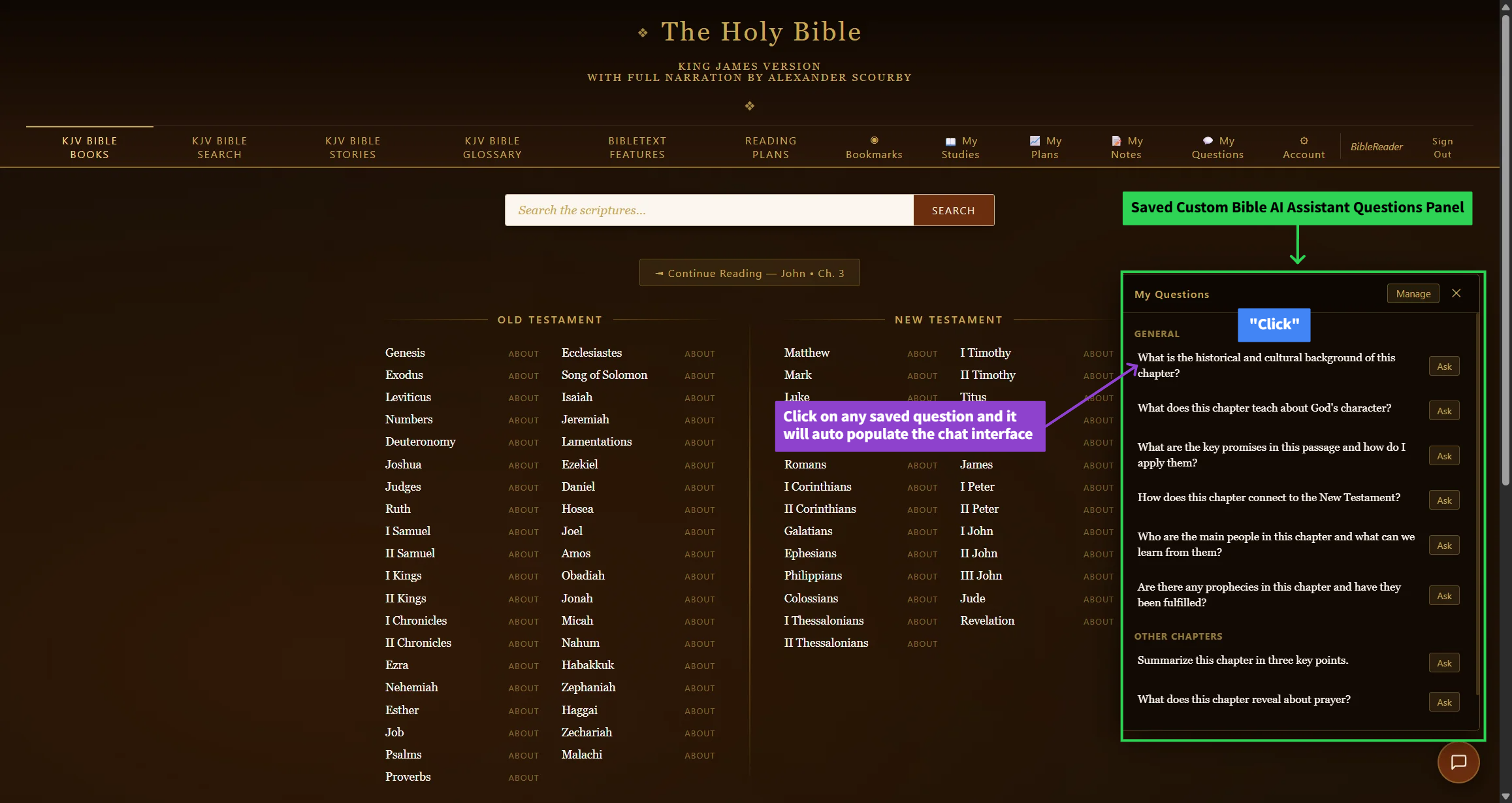 2. My Saved Questions tab — close-up of this tool