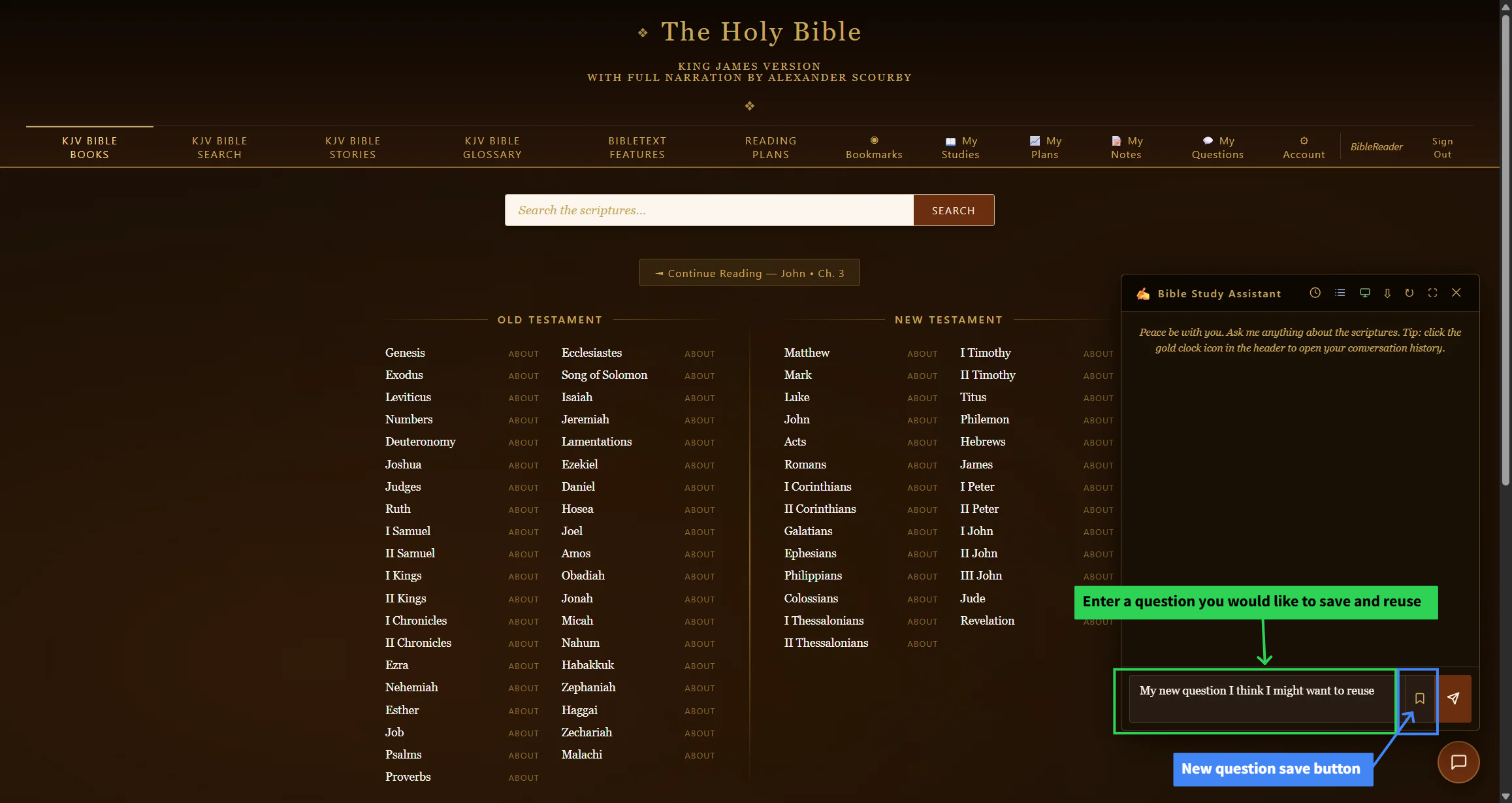 4. Save a New Question tab — close-up of this tool