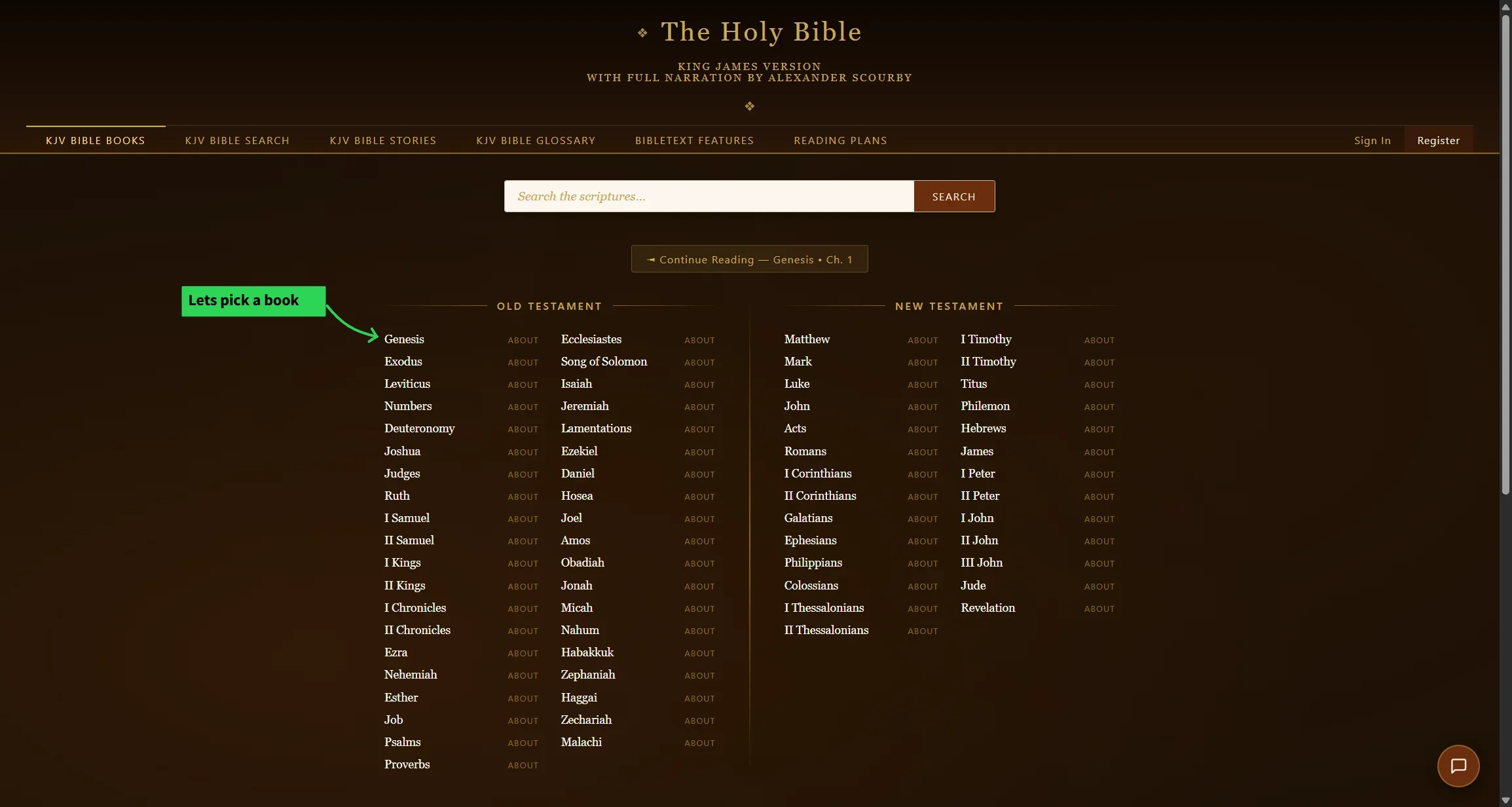 Select a Book tab — close-up of this tool