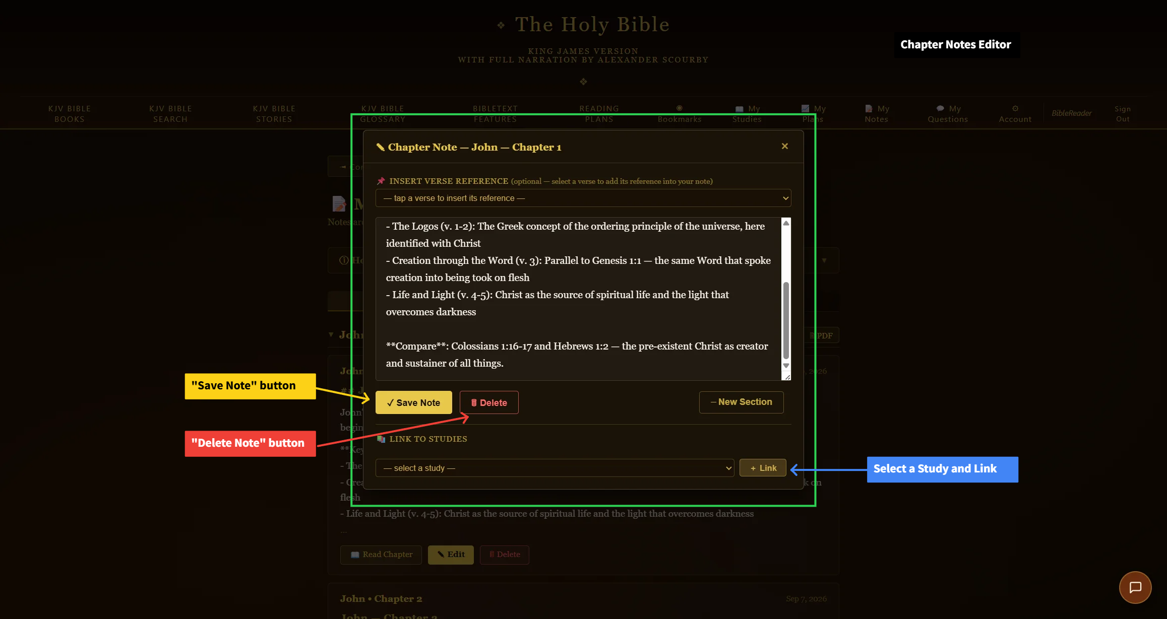 5. Chapter Notes tab — close-up of this tool