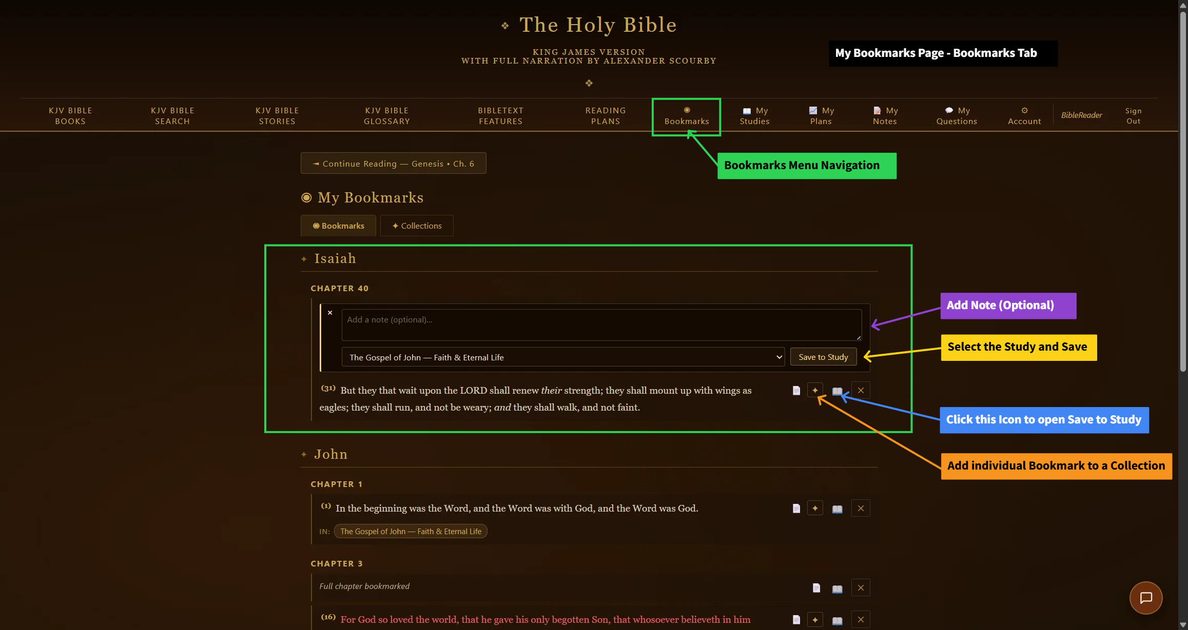 6. Bookmarks tab — close-up of this tool
