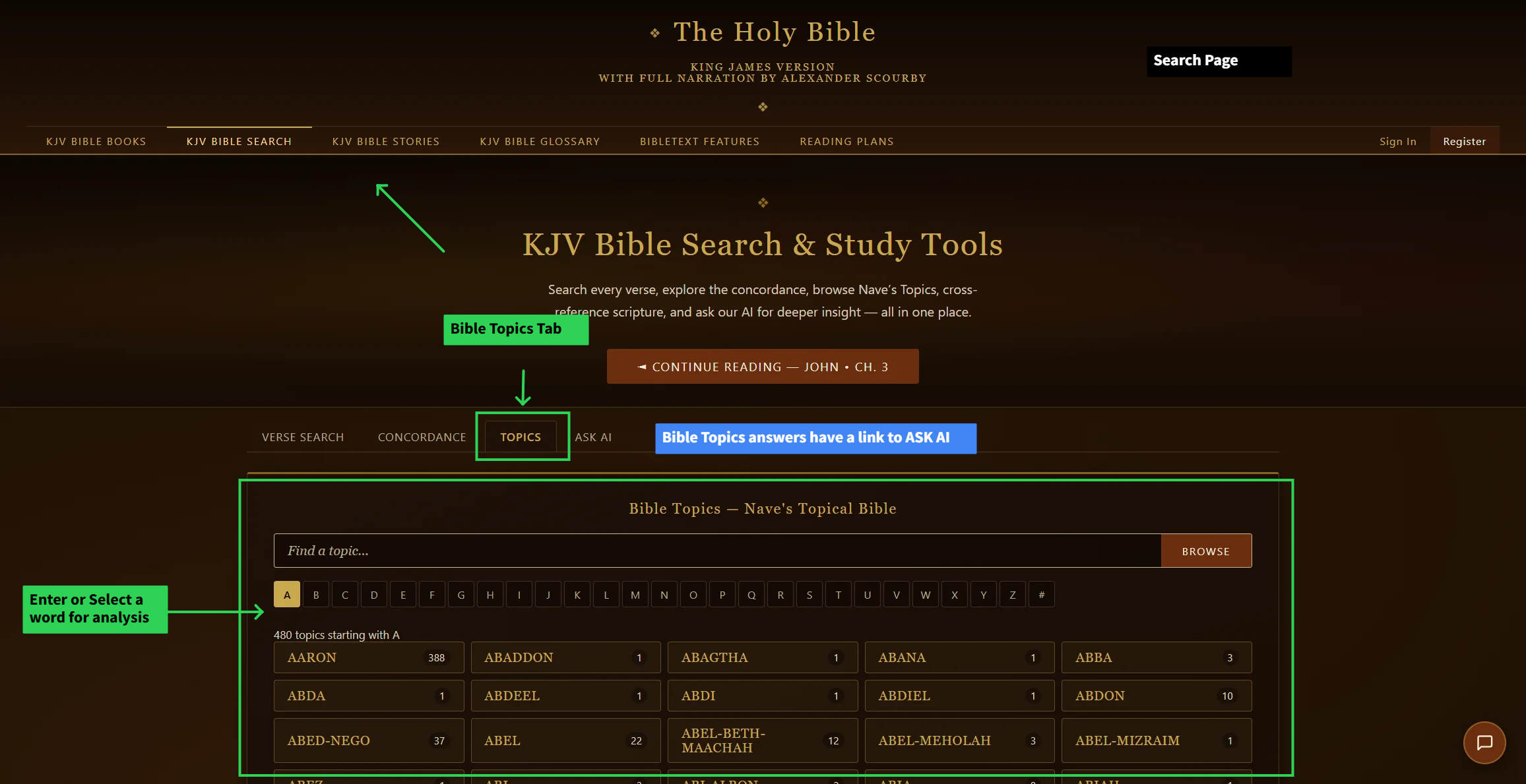 Nave's Topics tab — close-up of this tool