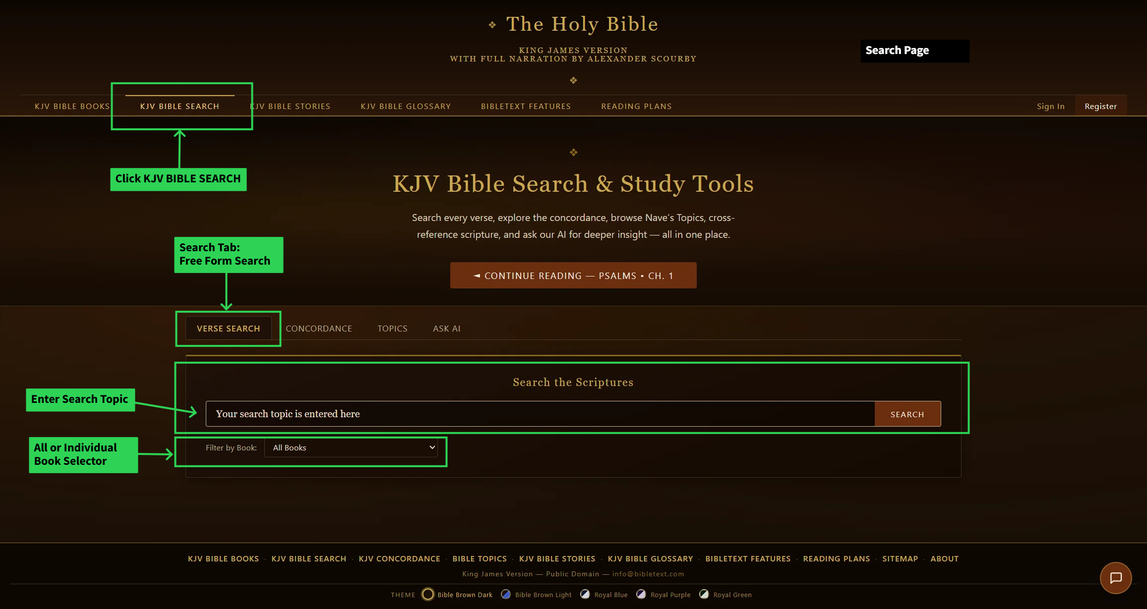Verse Search tab — close-up of this tool